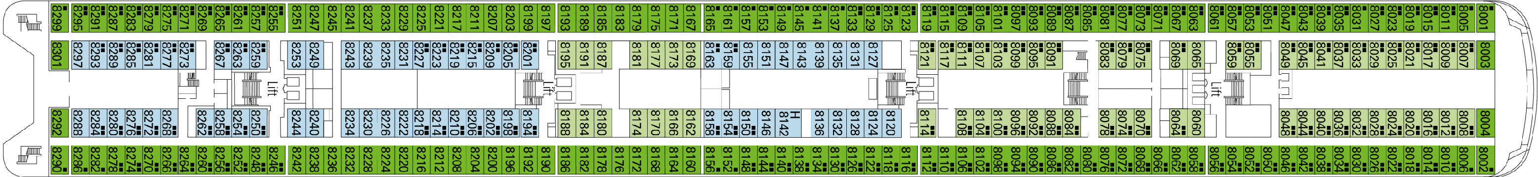 Deckplan Deck 8 - Bach – MSC Sinfonia