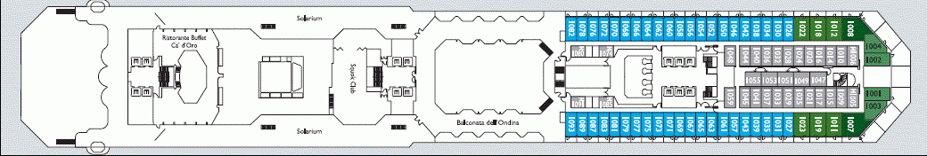 Deckplan Deck 10 Escorial – Costa Favolosa