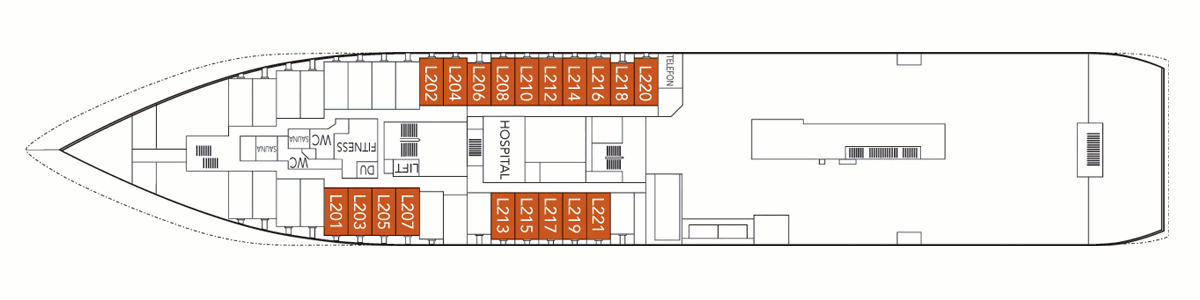 Deckplan Deck 2 – Nordnorge