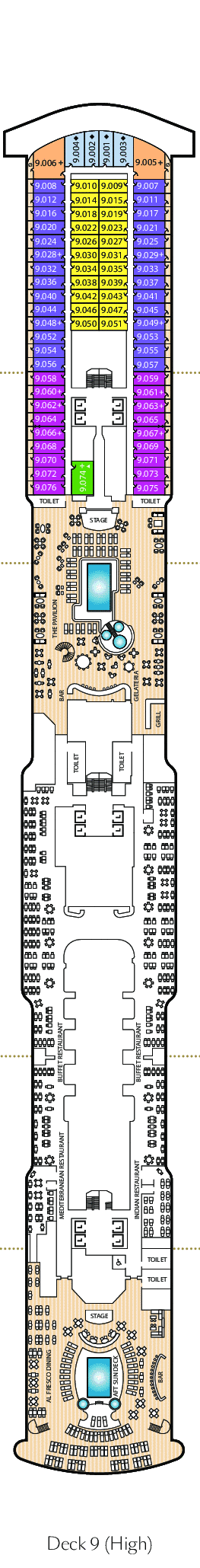 Deckplan Deck 9 – Queen Anne