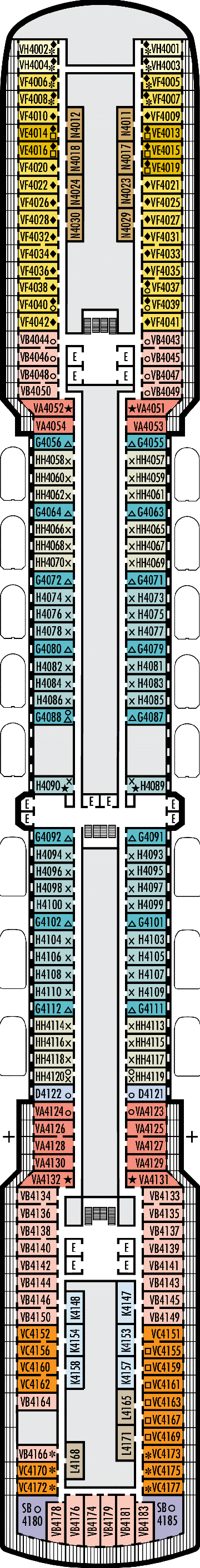 Deckplan Deck 4 - Upper Promenade Deck – Zuiderdam