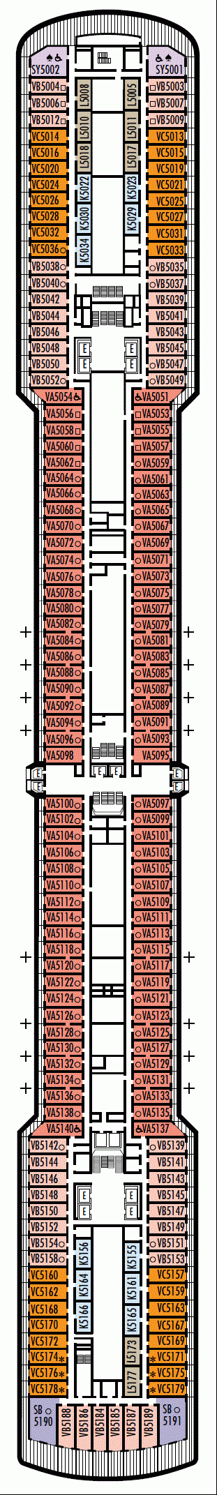 Deckplan Deck 5 - Verandah Deck – Oosterdam