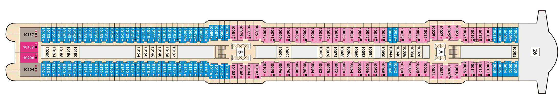 Deckplan Deck 10 - Perle – Mein Schiff 2