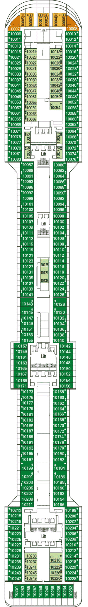 Deckplan Deck 10 - Sogno – MSC Fantasia