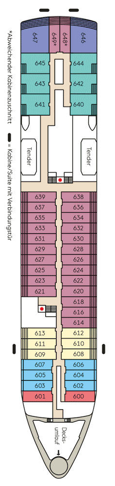 Deckplan Deck 6 – HANSEATIC inspiration
