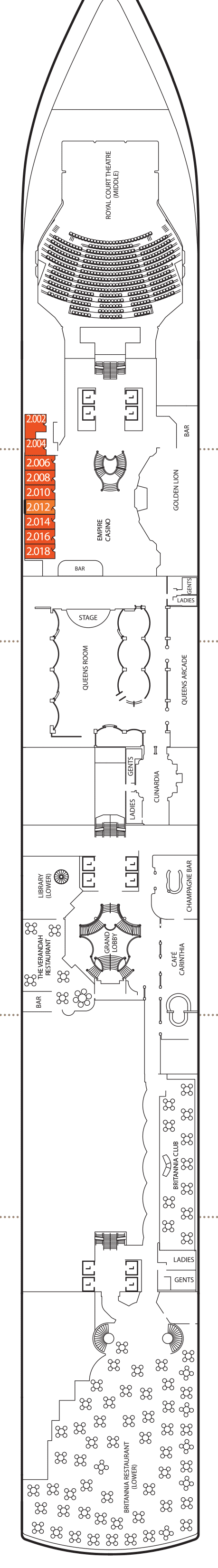 Deckplan Deck 2 – Queen Victoria