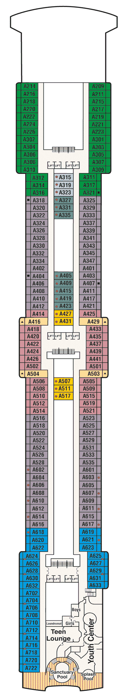Deckplan Deck 12 - Aloha – Coral Princess