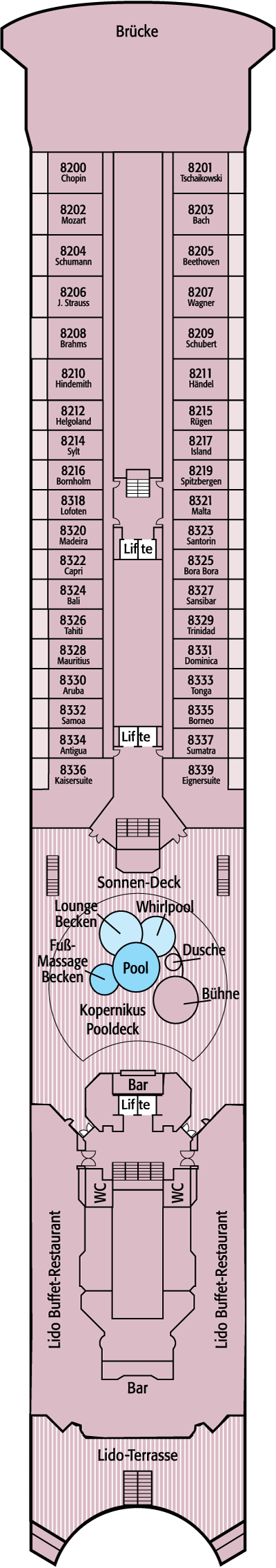 Deckplan Deck 8 Lidodeck – Artania