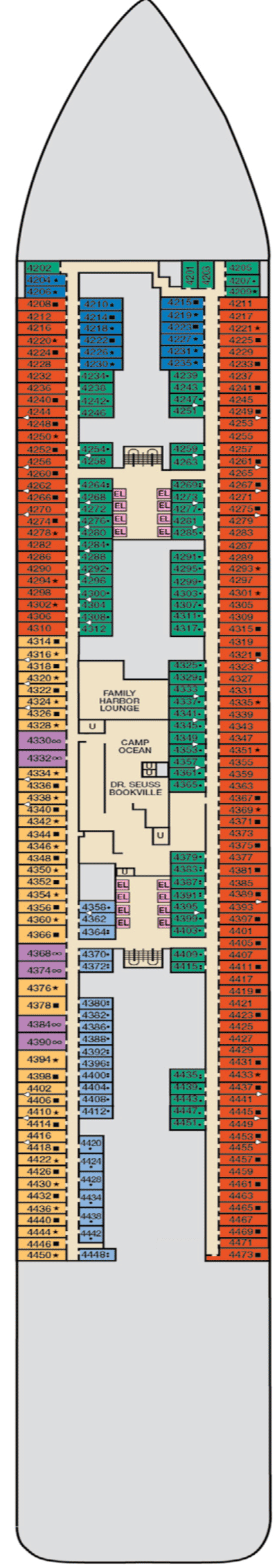 Deckplan Deck 4 – Mardi Gras