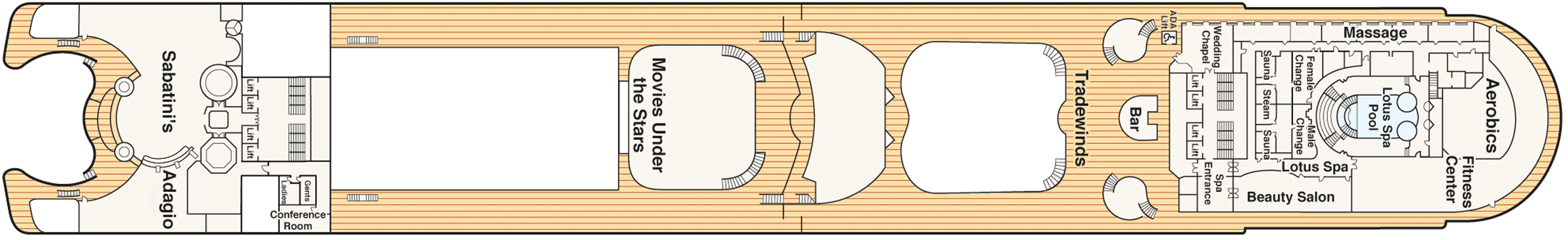 Deckplan Deck 16 - Sun – Crown Princess