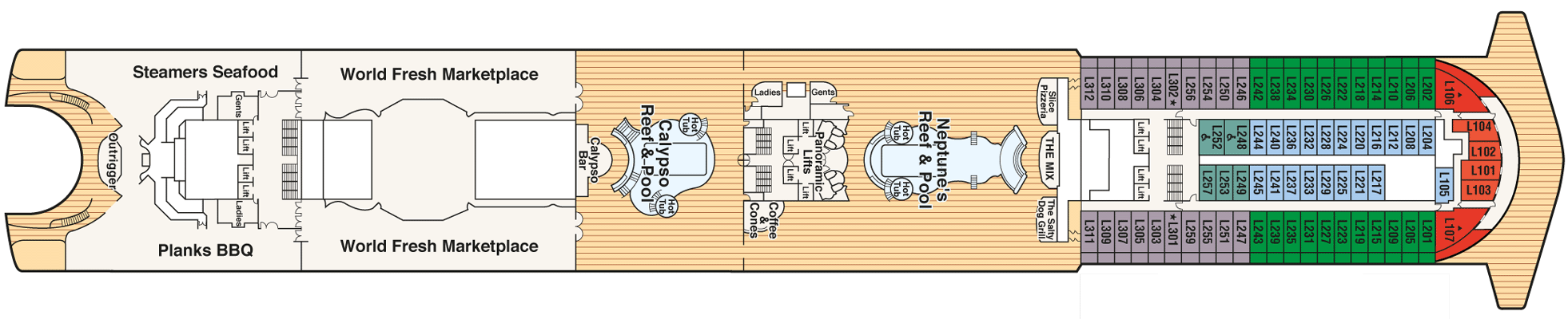 Deckplan Deck 15 - Lido – Caribbean Princess