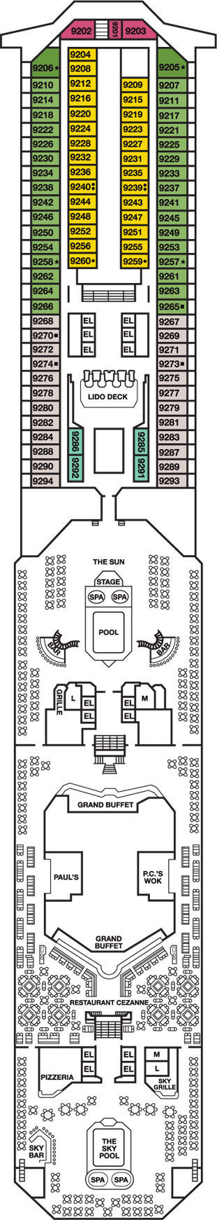 Deckplan Lido Deck – Carnival Conquest