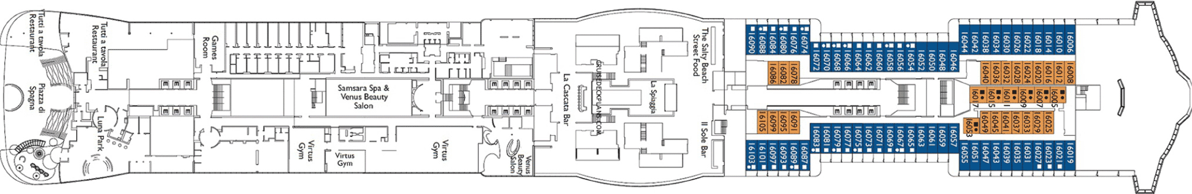 Deckplan Deck 16 – Costa Smeralda