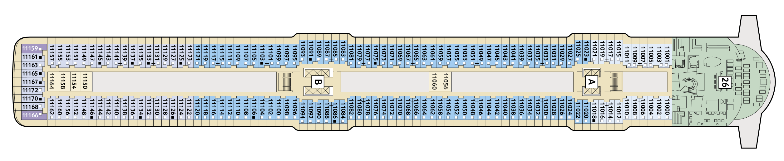 Deckplan Deck 11 Krabbe – Mein Schiff 6