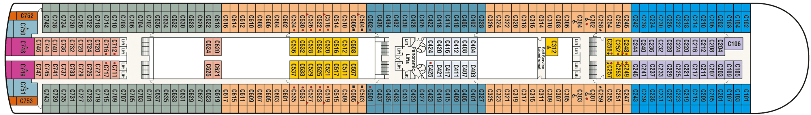 Deckplan Deck 10 Caribe – Ruby Princess