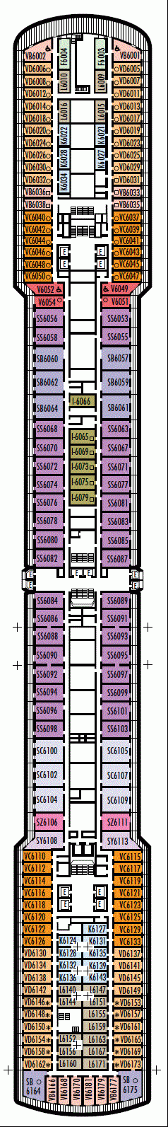 Deckplan Deck 6 - Upper Verandah Deck – Nieuw Amsterdam