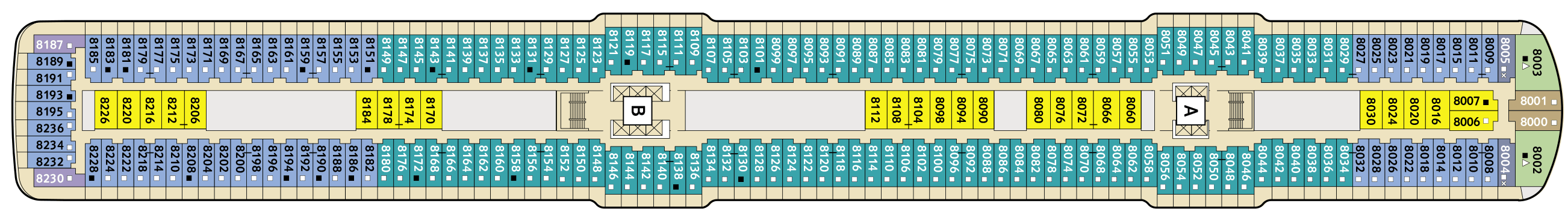 Deckplan Deck 8 Muschel – Mein Schiff 3