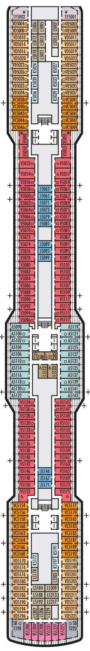 Deckplan Deck 5 Gershwin Deck – Nieuw Statendam