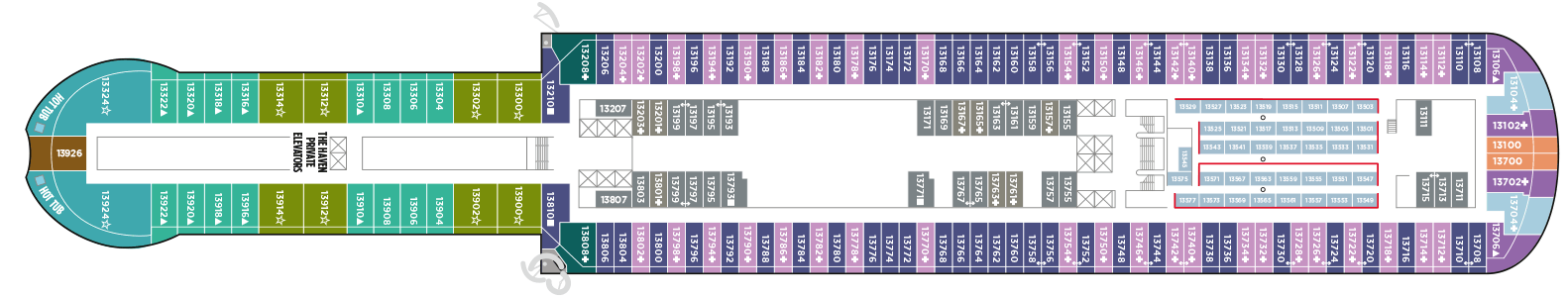 Deckplan Deck 13 – Norwegian Prima