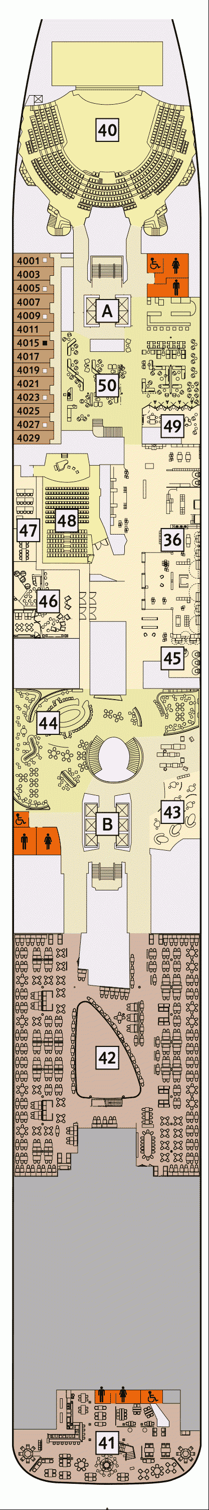 Deckplan Deck 4 - Seestern – Mein Schiff 1