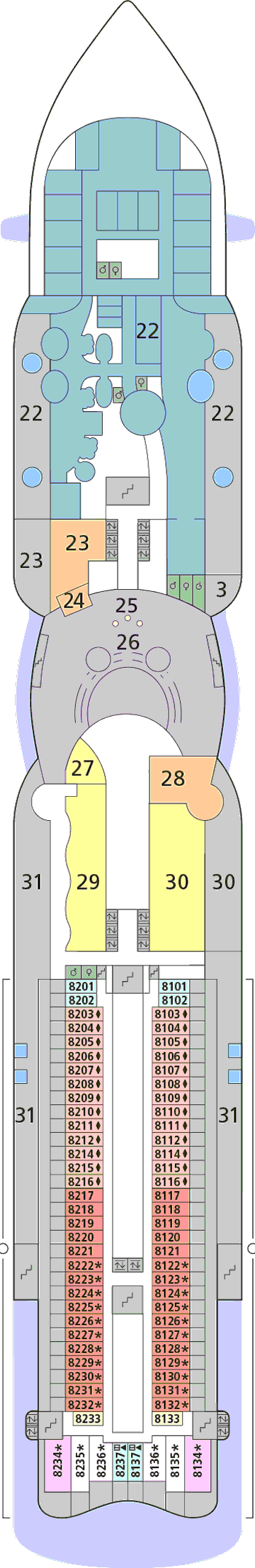Deckplan Deck 08 – AIDAperla