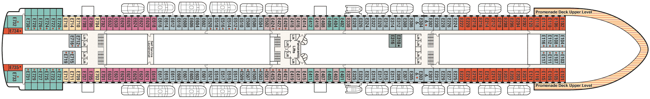Deckplan Deck 8 - Emerald – Crown Princess