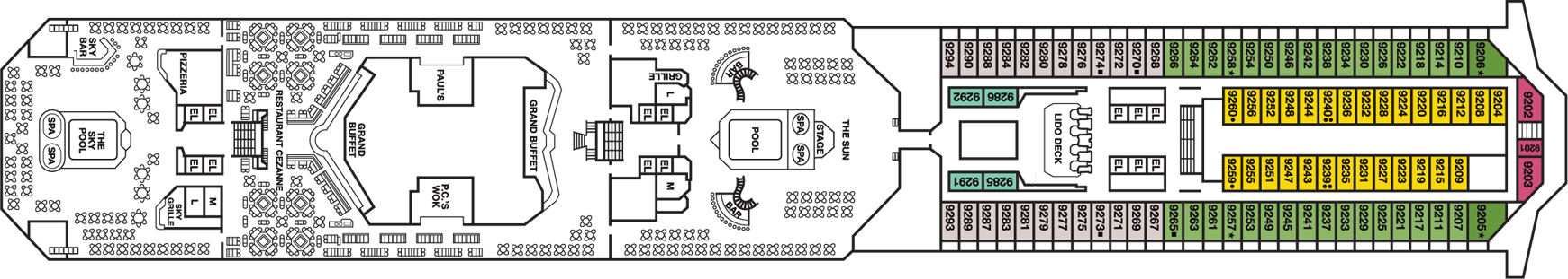 Deckplan Lido Deck – Carnival Conquest