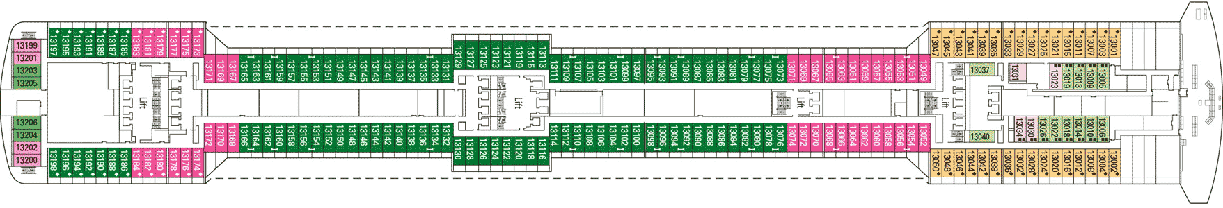 Deckplan Deck 13 - Arcobaleno – MSC Fantasia