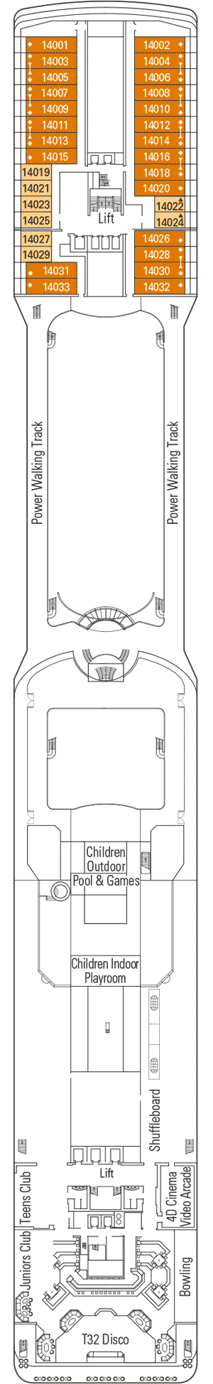 Deckplan Deck 14 - Positano – MSC Magnifica
