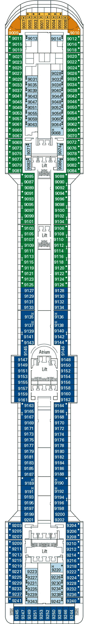Deckplan Deck 9 - Radioso – MSC Fantasia