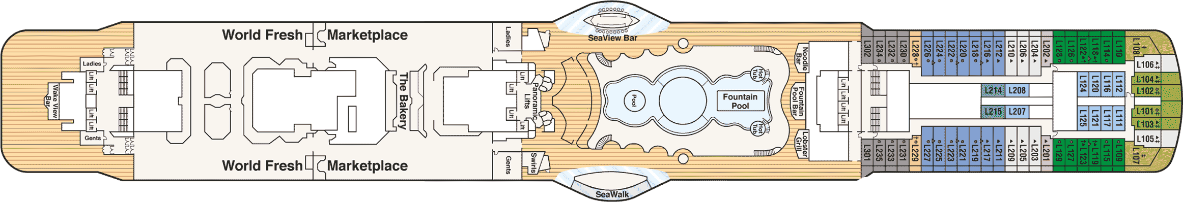 Deckplan Deck 16 Lido – Majestic Princess