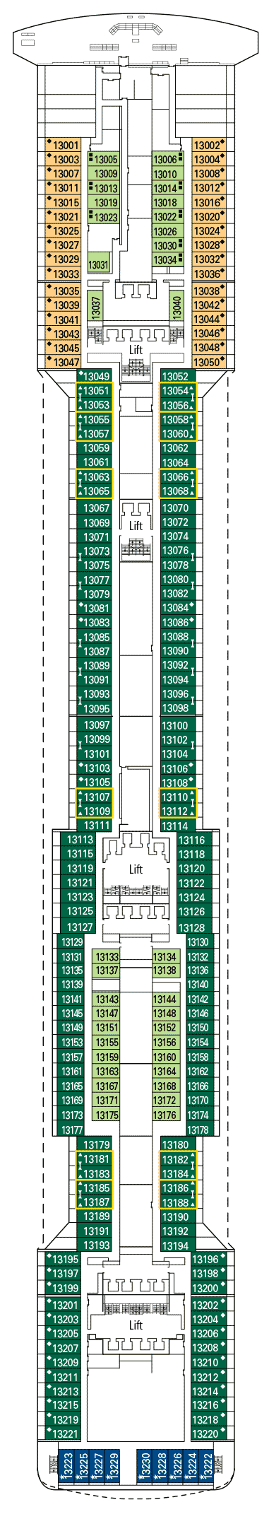 Deckplan Deck 13 - Ametista – MSC Preziosa