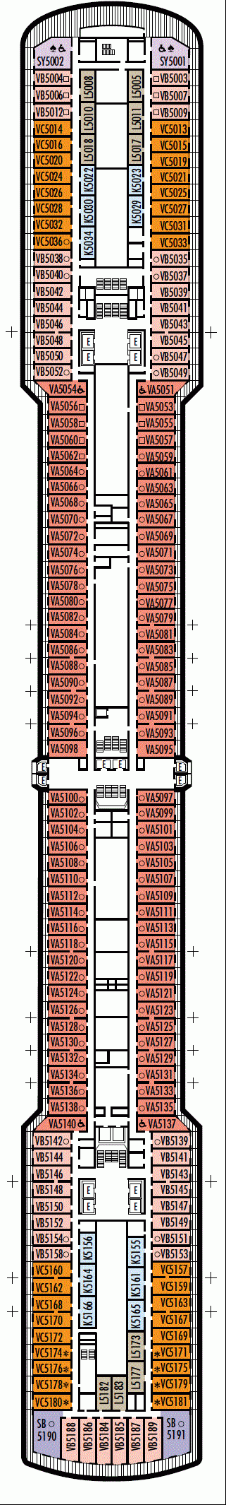 Deckplan Deck 5 - Verandah Deck – Noordam