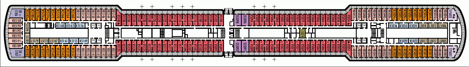 Deckplan Deck 5 - Verandah Deck – Nieuw Amsterdam