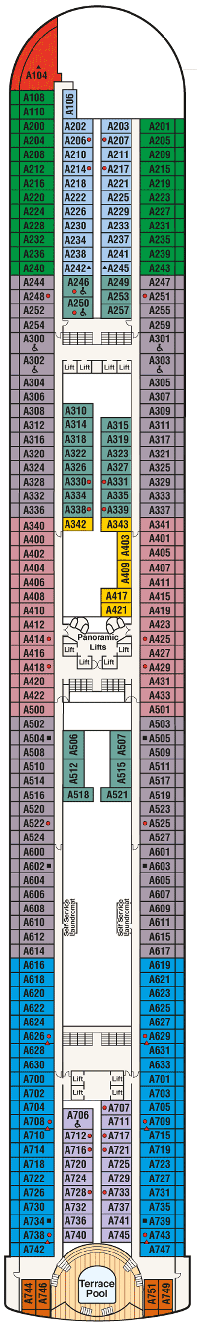 Deckplan Deck 12 - Aloha – Diamond Princess