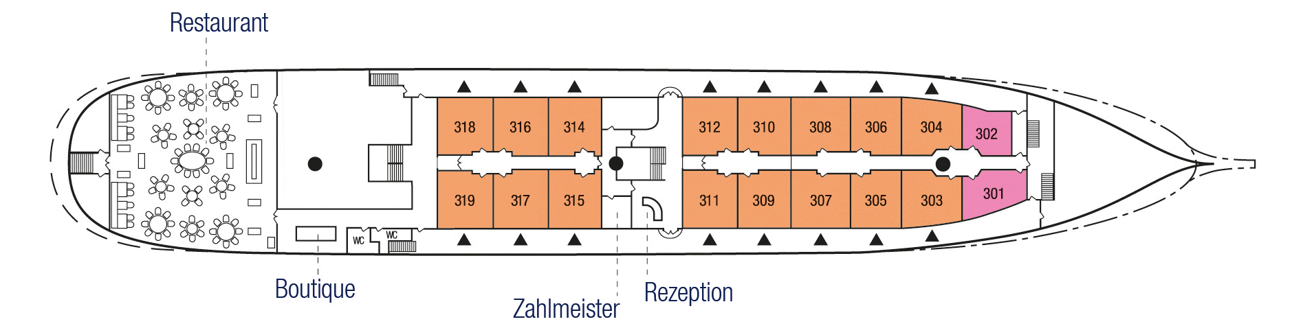 Deckplan Promenadendeck – Sea Cloud II