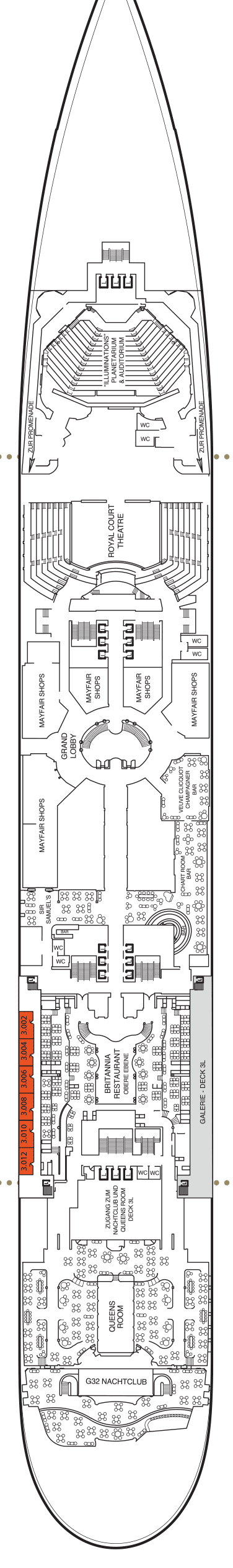 Deckplan Deck 3 – Queen Mary 2