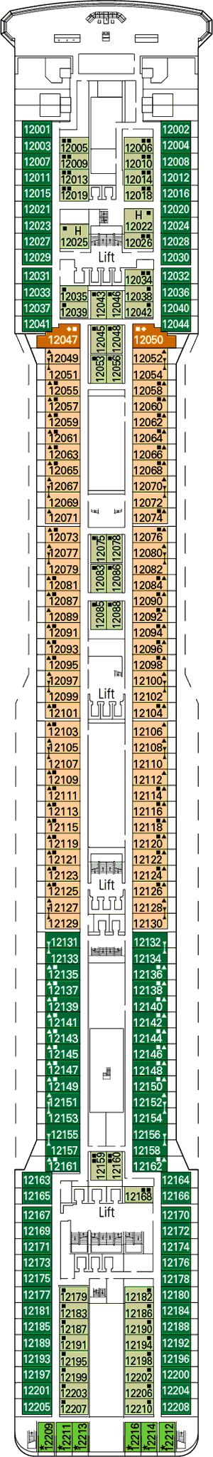 Deckplan Deck 12 - Portovenere – MSC Magnifica