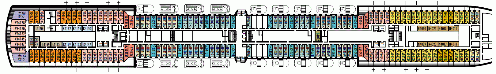 Deckplan Deck 4 - Upper Promenade Deck – Nieuw Amsterdam
