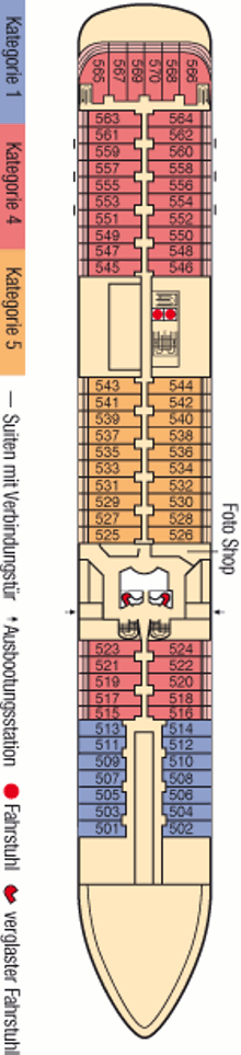 Deckplan Pazifik Deck – MS Europa
