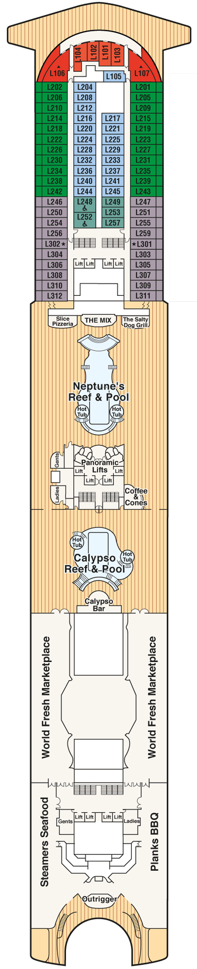 Deckplan Deck 15 - Lido – Caribbean Princess