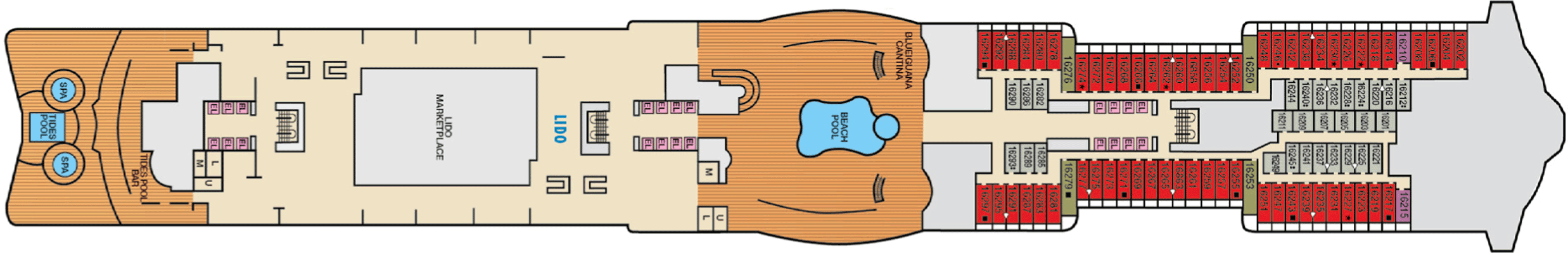 Deckplan Deck 16 – Mardi Gras