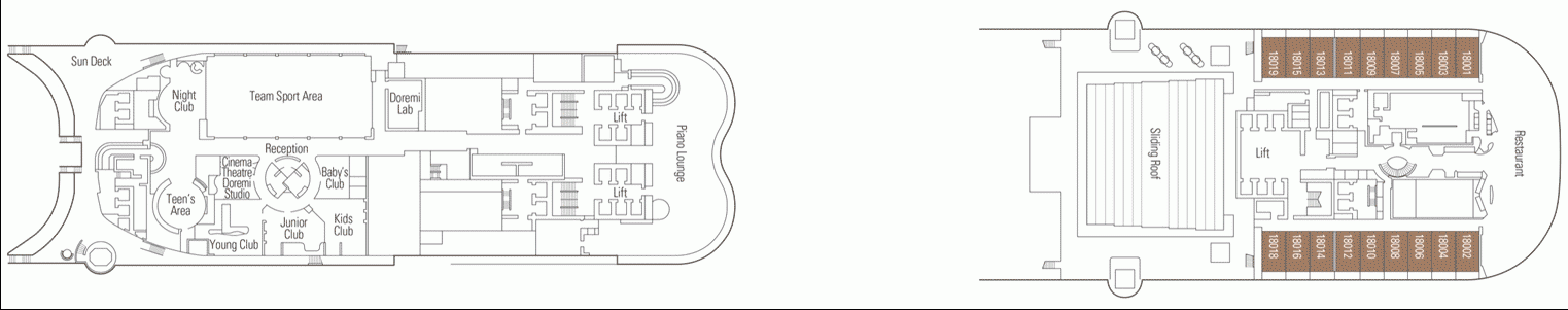 Deckplan Deck 18 - Piramids – MSC Meraviglia
