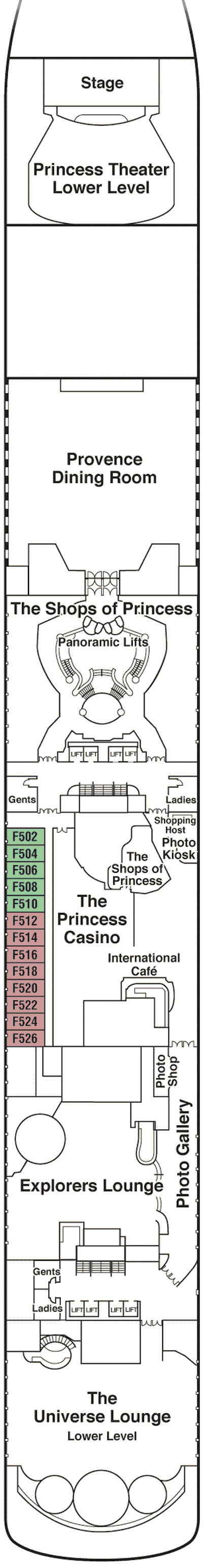 Deckplan Deck 6 - Fiesta – Coral Princess