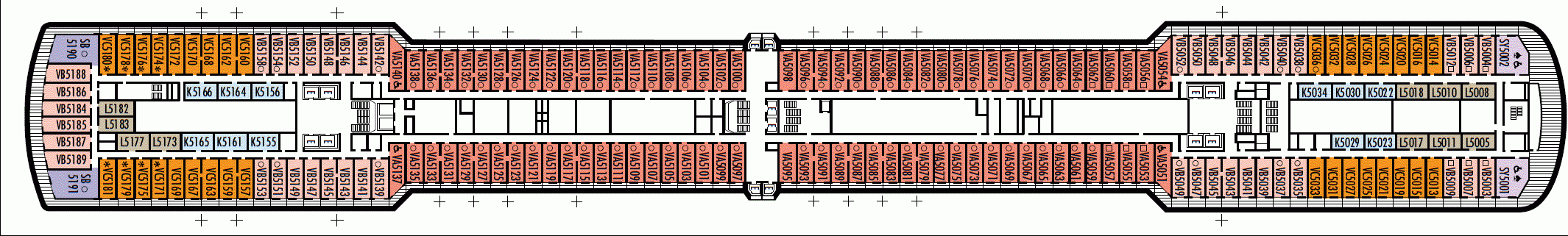 Deckplan Deck 5 - Verandah Deck – Noordam