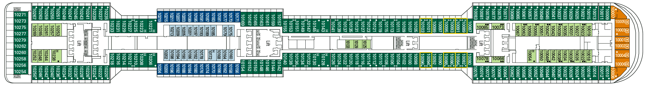 Deckplan Deck 10 - Tormalina – MSC Preziosa
