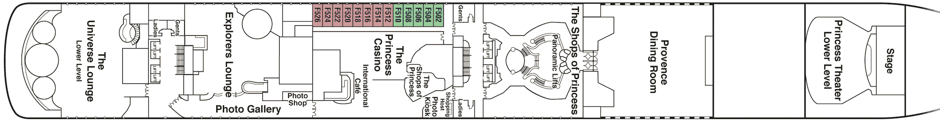 Deckplan Deck 6 - Fiesta – Coral Princess