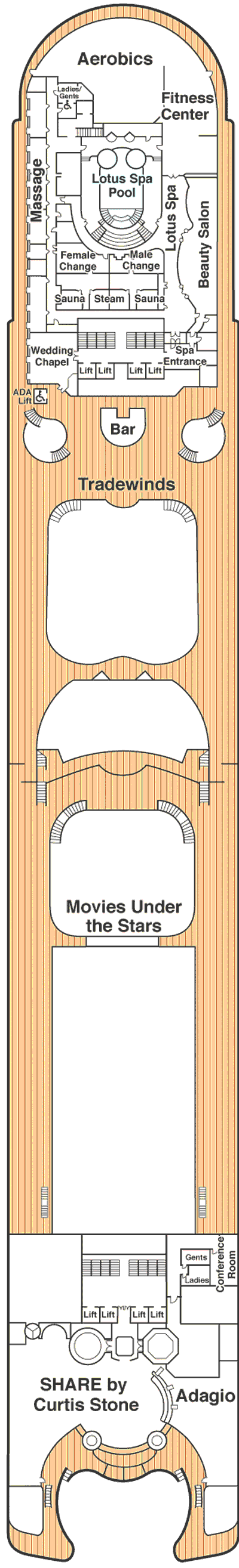 Deckplan Deck 16 Sun – Emerald Princess