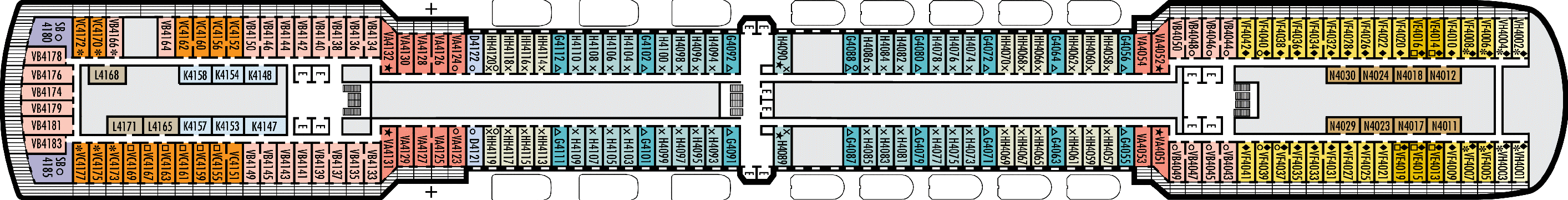 Deckplan Deck 4 - Upper Promenade Deck – Zuiderdam