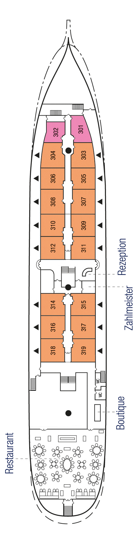 Deckplan Promenadendeck – Sea Cloud II